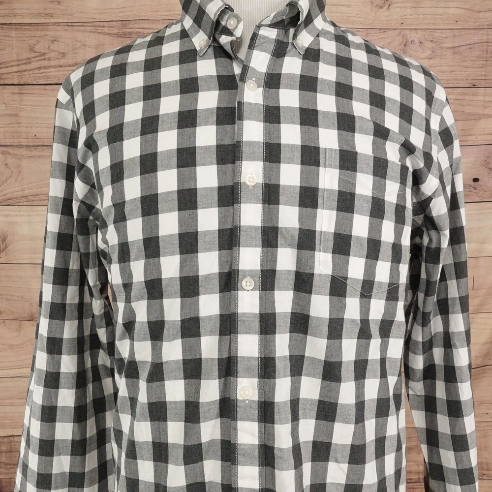 Goodthreads Shirt Mens XL Gray Check Long Sleeve Button-Up Slim Cotton Casual